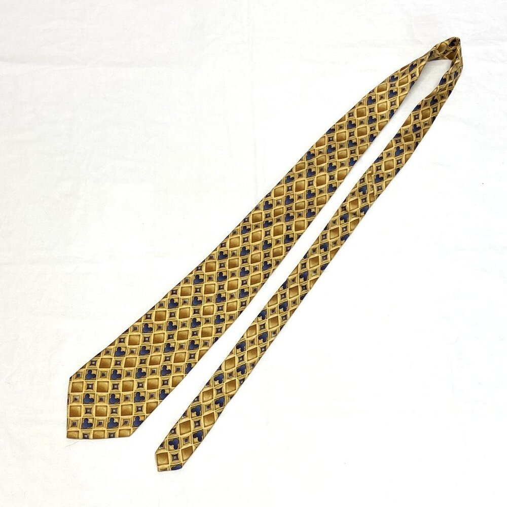 Walt Disney World Silk Diamonds Discrete Mickey Mouse Silhouette Tie Gold - Picture 5 of 8